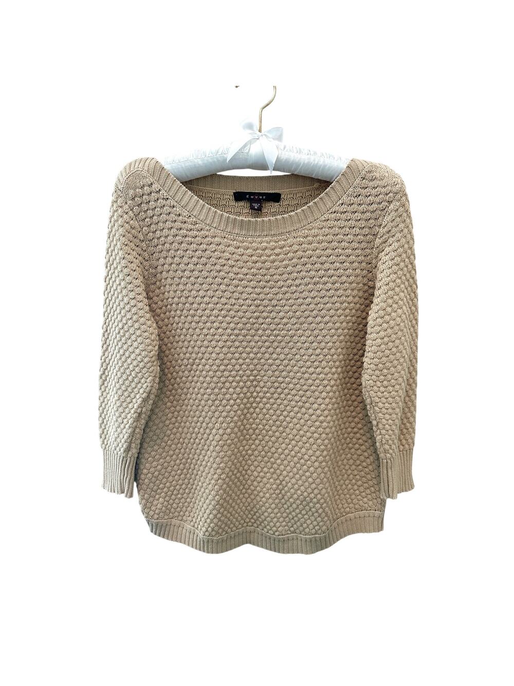 FEVER | Tan Popcorn Knit Chunky Sweater Neutral Textured | Small